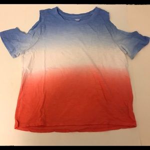 Red White and Blue Cold Shoulder Top